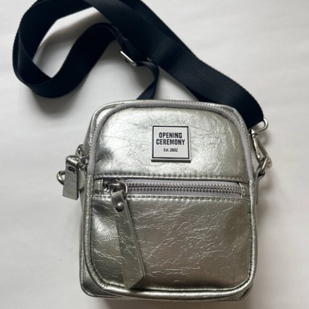 Opening Ceremony Silver Camera Bag Metallic Logo Crossbody Bag NWT